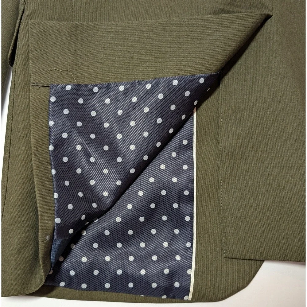 Express Photographer Blazer Mens 36 Short Olive Green Fitted Cotton Stretch